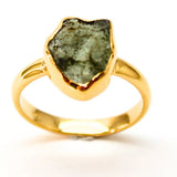 Moldavite gold ring size 8