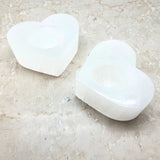 Candle lantern, heart-shaped white selenite