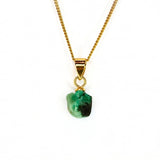 Natural emerald crystal in gold-plated setting - RAW