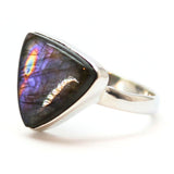 Labradorite, purple shimmering silver ring size 11