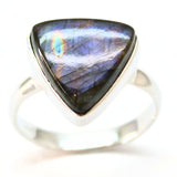 Labradorite, purple shimmering silver ring size 11