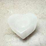 Candle lantern, heart-shaped white selenite