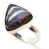 Labradorite, purple shimmering silver ring size 11