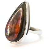 Labradorite, purple shimmering silver ring size 9