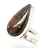 Labradorite, purple shimmering silver ring size 9