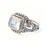 Rainbow moonstone silver filigree