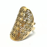 Flower of Life - ring i brons ställbar ringstorlek