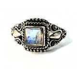 Rainbow moonstone silver filigree