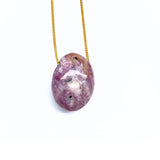 Charoite crystal necklace with silver or gold-plated chain