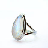 Rainbow moonstone in silver ring size 7