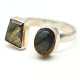 Labradorite - silver ring with 2 stones