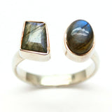 Labradorite - silver ring with 2 stones