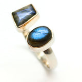 Labradorite - silver ring with 2 stones