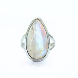 Rainbow moonstone in silver ring size 7