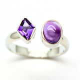 Ametist - silverring med 2 stenar