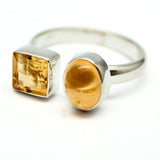 Citrin - silverring med 2 stenar