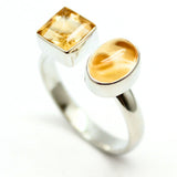 Citrin - silverring med 2 stenar