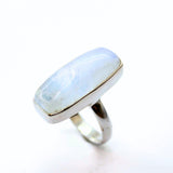 Rainbow moonstone in silver ring size 8