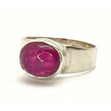 Ruby silver ring smooth design