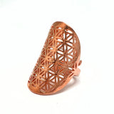 Flower of Life - brons / rött guld ring i brons ställbar ringstorlek