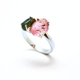 Labradorit och rosa turmalin dubbelring i silver