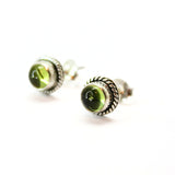 Peridot, stiftörhänge silver med filigran