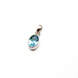 Blue topaz, birthstone for December silver pendant
