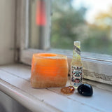 Calcite orange, tea light holder rough stone with polished top