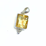 Citrine, drop in silver pendant with filigree