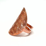 Flower of Life - brons / rött guld ring i brons ställbar ringstorlek