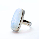 Rainbow moonstone in silver ring size 8