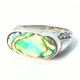 Paua, ring rectangle silver