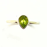 Peridot, silver ring with double setting