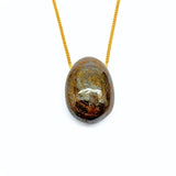 Bronzite crystal necklace with silver or gold-plated chain