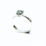 Topaz blue sterling silver ring with faceted crystal