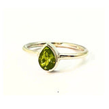 Peridot, silver ring with double setting