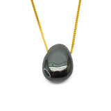 Hematite crystal necklace with silver or gold-plated chain