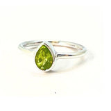Peridot, silver ring with double setting