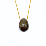 Bronzite crystal necklace with silver or gold-plated chain