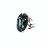 Seraphinite, unique silver ring size 8