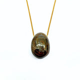 Bronzite crystal necklace with silver or gold-plated chain