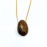 Bronzite crystal necklace with silver or gold-plated chain