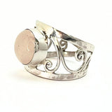 Rose quartz, ring silver filigree