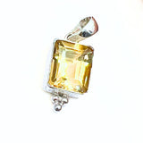 Citrine, drop in silver pendant with filigree