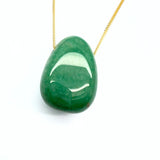Aventurine crystal necklace with silver or gold-plated chain