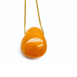 Kalcit orange, kristallhalsband med silver eller guldpläterad kedja