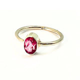 Topaz pink faceted stone in silver ring