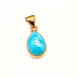Larimar, droppe guldhänge