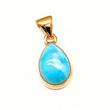 Larimar, droppe guldhänge