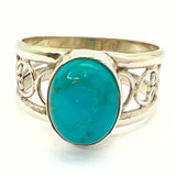 Turkos, ring i filigranarbetat silver